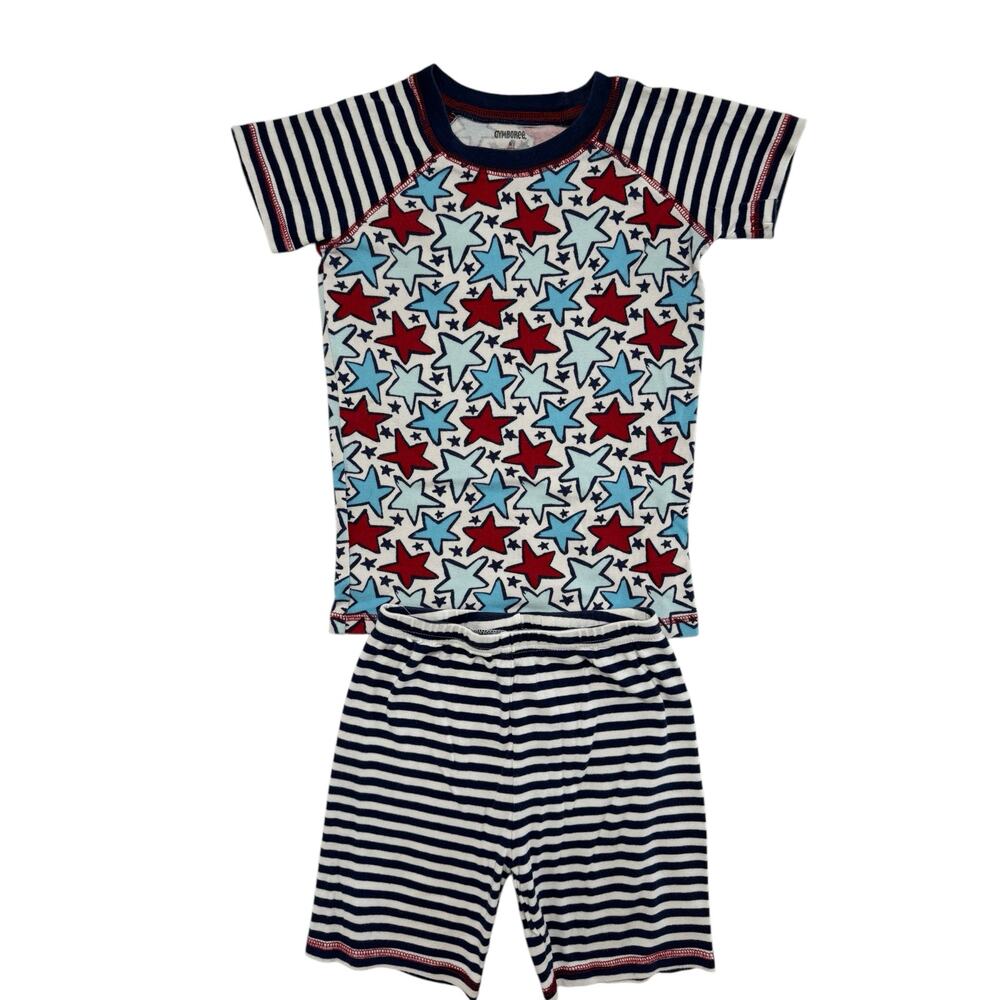 GYMBOREE Stars and Stripes Cotton Short John Pajama Set Sz 8 Kids Red White Blue